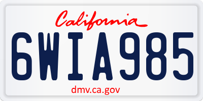 CA license plate 6WIA985