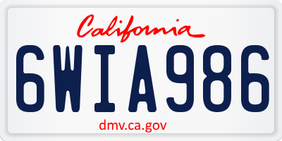 CA license plate 6WIA986