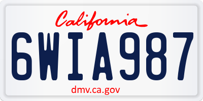 CA license plate 6WIA987