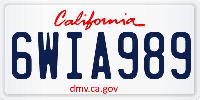 CA license plate 6WIA989