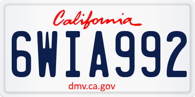 CA license plate 6WIA992