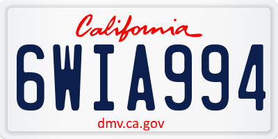 CA license plate 6WIA994