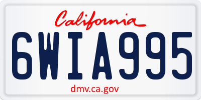 CA license plate 6WIA995
