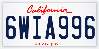 CA license plate 6WIA996