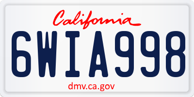 CA license plate 6WIA998