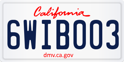 CA license plate 6WIB003