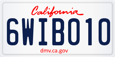 CA license plate 6WIB010