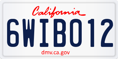 CA license plate 6WIB012