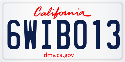 CA license plate 6WIB013