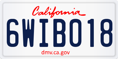 CA license plate 6WIB018