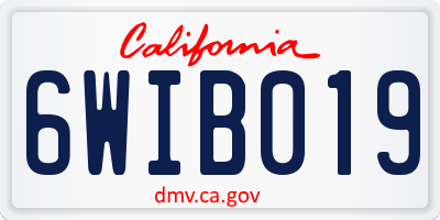CA license plate 6WIB019