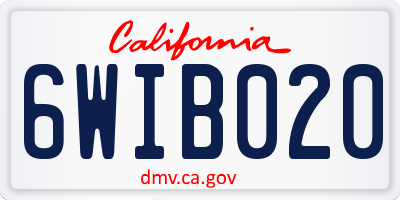 CA license plate 6WIB020