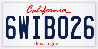 CA license plate 6WIB026