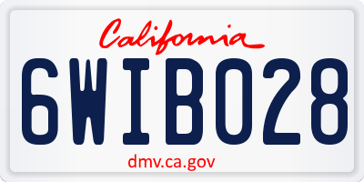 CA license plate 6WIB028