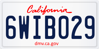 CA license plate 6WIB029