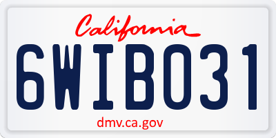 CA license plate 6WIB031