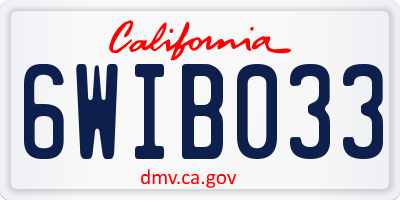 CA license plate 6WIB033