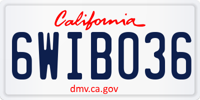 CA license plate 6WIB036