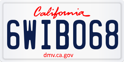 CA license plate 6WIB068
