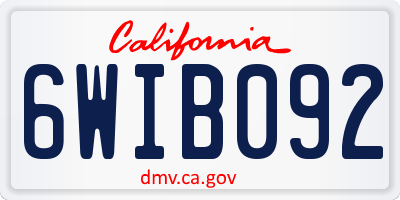 CA license plate 6WIB092