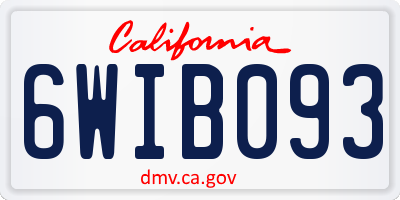 CA license plate 6WIB093