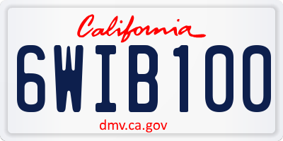 CA license plate 6WIB100