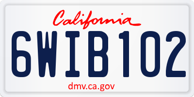 CA license plate 6WIB102
