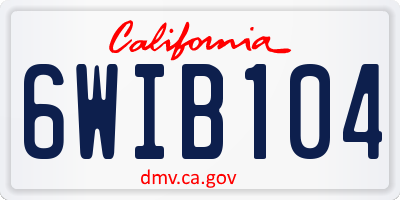 CA license plate 6WIB104