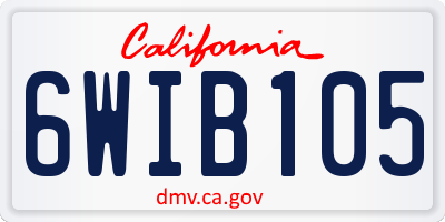 CA license plate 6WIB105