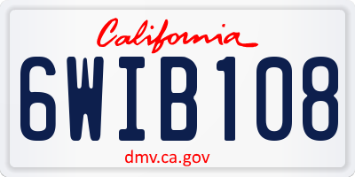 CA license plate 6WIB108