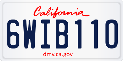 CA license plate 6WIB110