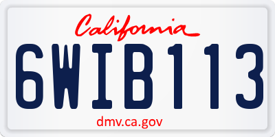 CA license plate 6WIB113
