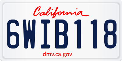 CA license plate 6WIB118