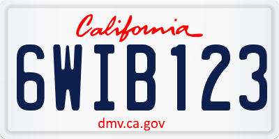 CA license plate 6WIB123