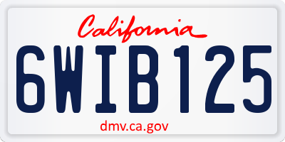CA license plate 6WIB125