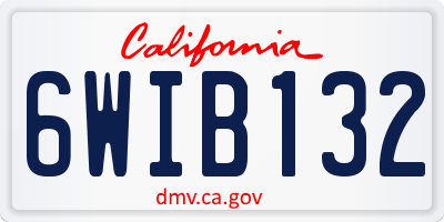 CA license plate 6WIB132