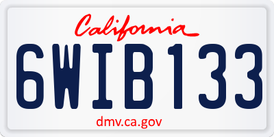 CA license plate 6WIB133