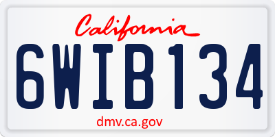 CA license plate 6WIB134