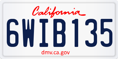 CA license plate 6WIB135