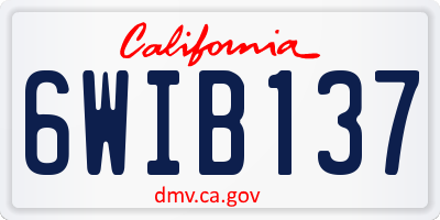 CA license plate 6WIB137