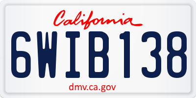 CA license plate 6WIB138