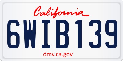 CA license plate 6WIB139