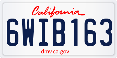 CA license plate 6WIB163