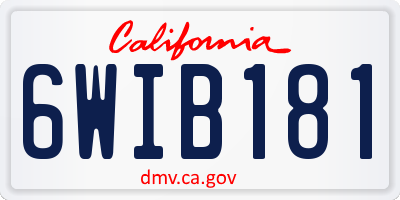 CA license plate 6WIB181