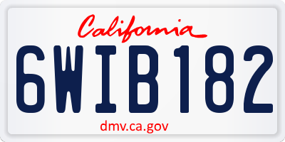 CA license plate 6WIB182