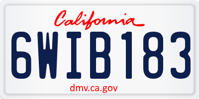 CA license plate 6WIB183