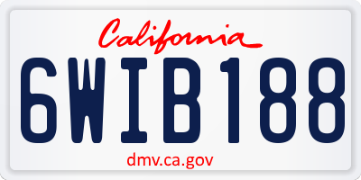 CA license plate 6WIB188