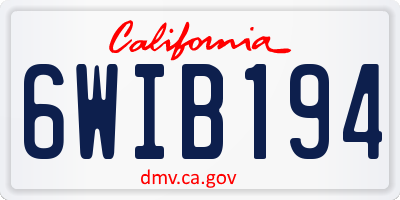 CA license plate 6WIB194