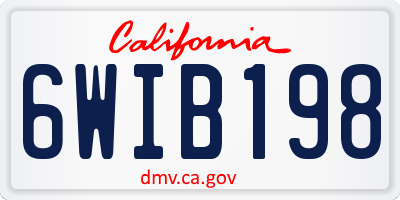 CA license plate 6WIB198