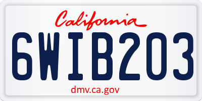 CA license plate 6WIB203